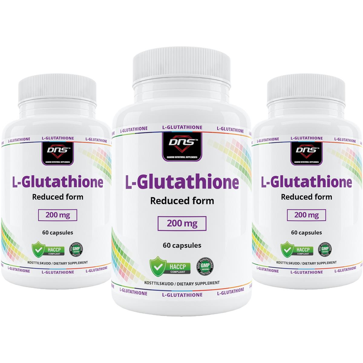 glutathione norsk 3-pack L-Glutathione 200 mg - 3 x 60 kapsler